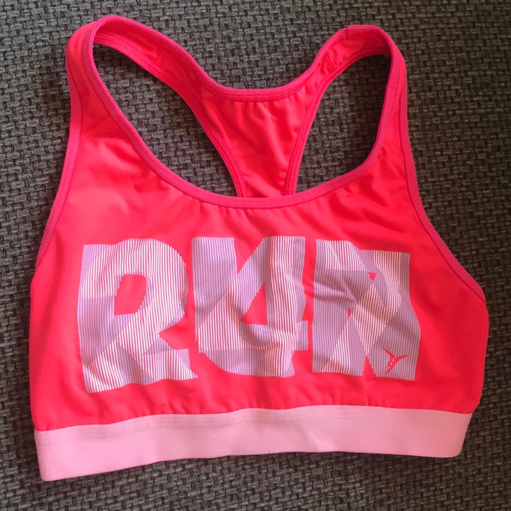 Neon orange sports bra